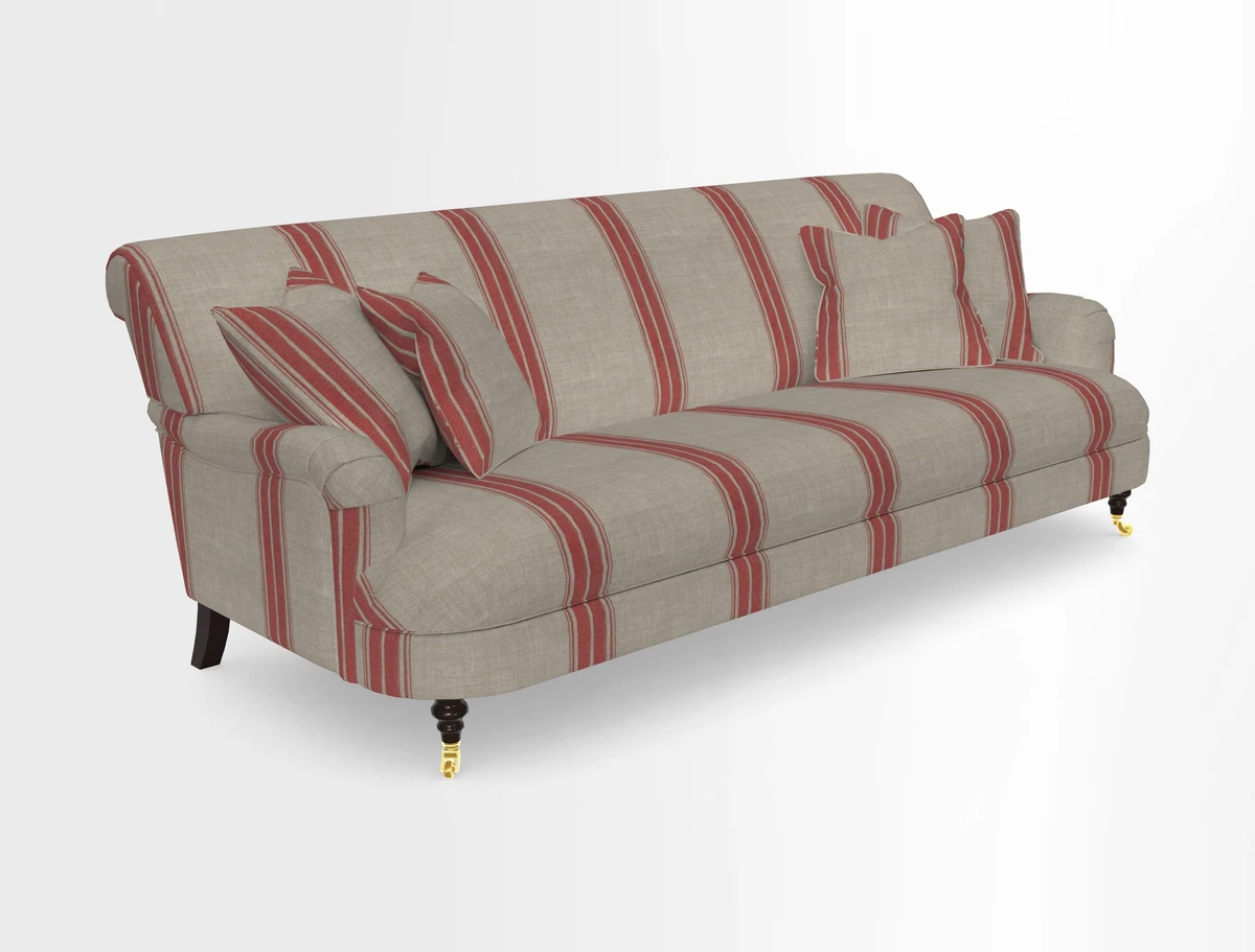 Holmfirth 3 Seater Seater Sofa in RHS Collection on Velvet Pieter van Kouwenhoorn Tulips with scatters in Almost Plain Velvet Maple and Brick