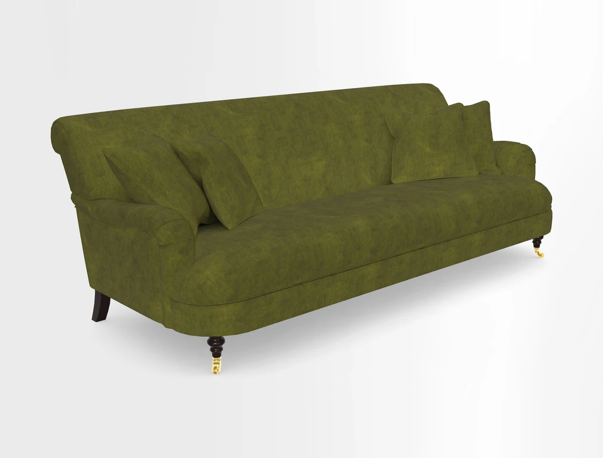 Holmfirth 3 Seater Seater Sofa in RHS Collection on Velvet Pieter van Kouwenhoorn Tulips with scatters in Almost Plain Velvet Maple and Brick