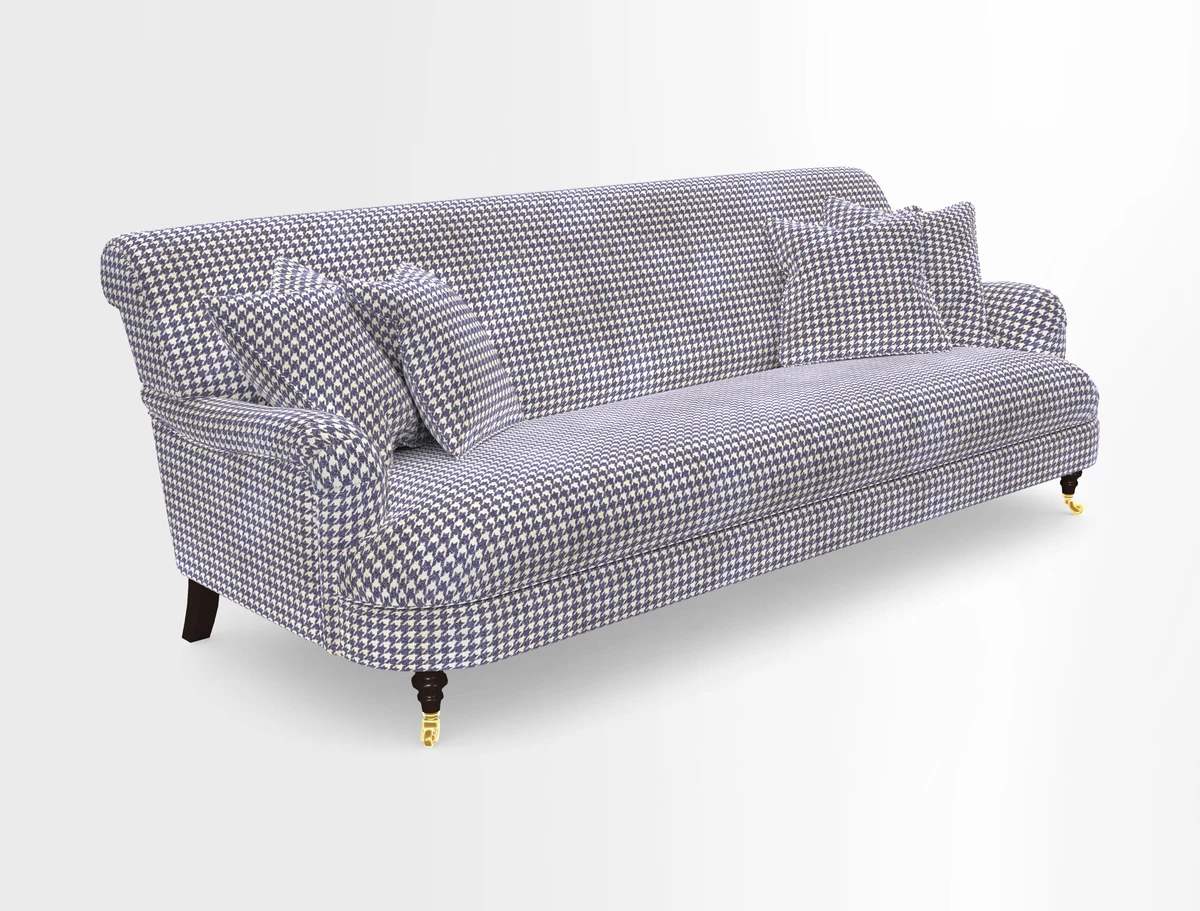 Holmfirth 3 Seater Seater Sofa in RHS Collection on Velvet Pieter van Kouwenhoorn Tulips with scatters in Almost Plain Velvet Maple and Brick