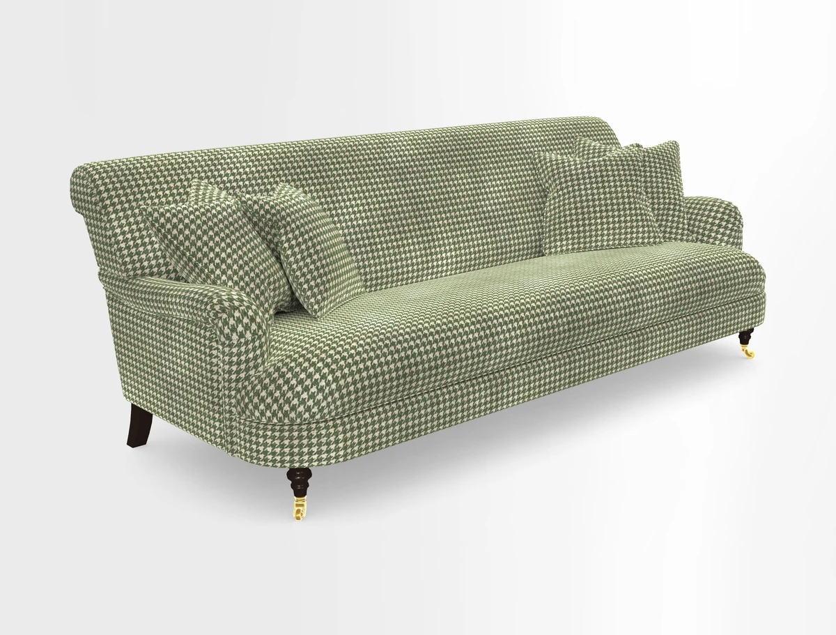 Holmfirth 3 Seater Seater Sofa in RHS Collection on Velvet Pieter van Kouwenhoorn Tulips with scatters in Almost Plain Velvet Maple and Brick