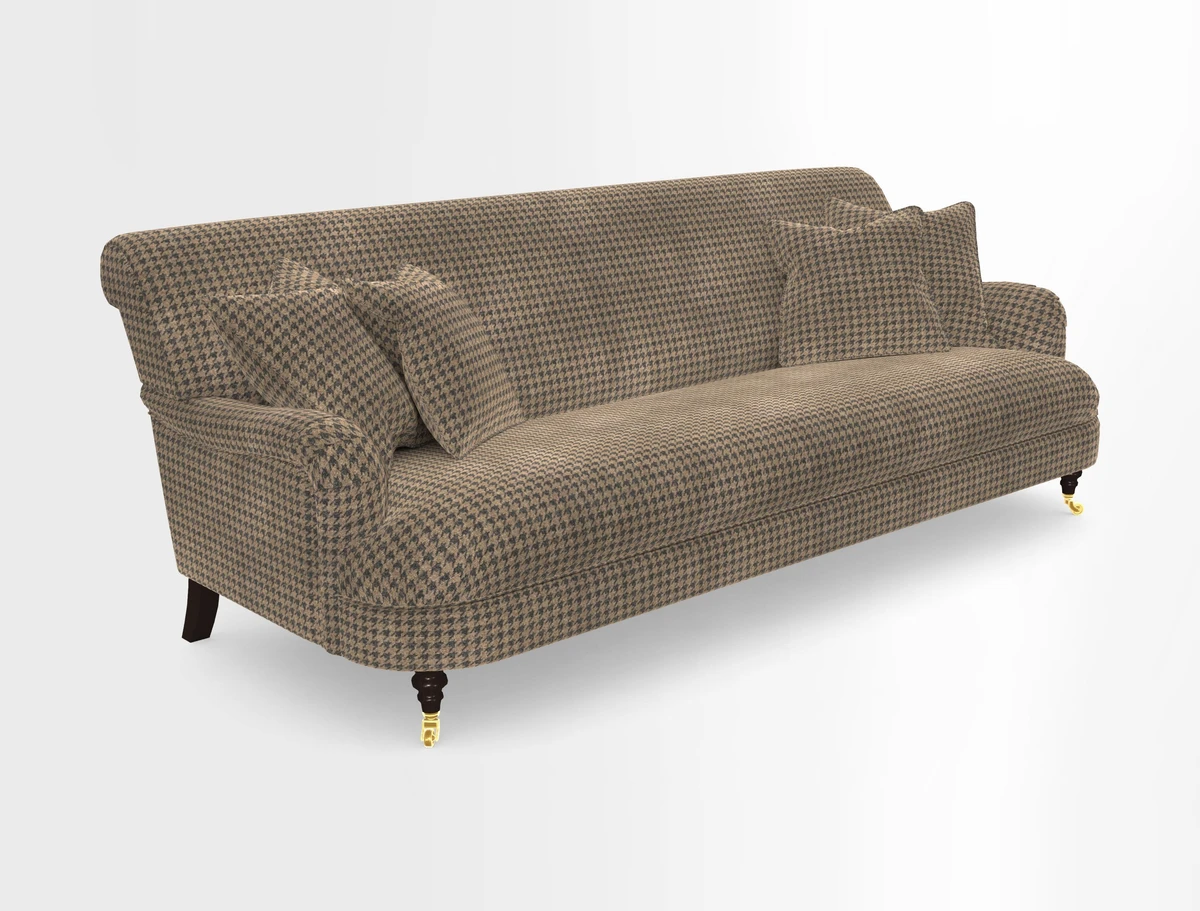Holmfirth 3 Seater Seater Sofa in RHS Collection on Velvet Pieter van Kouwenhoorn Tulips with scatters in Almost Plain Velvet Maple and Brick