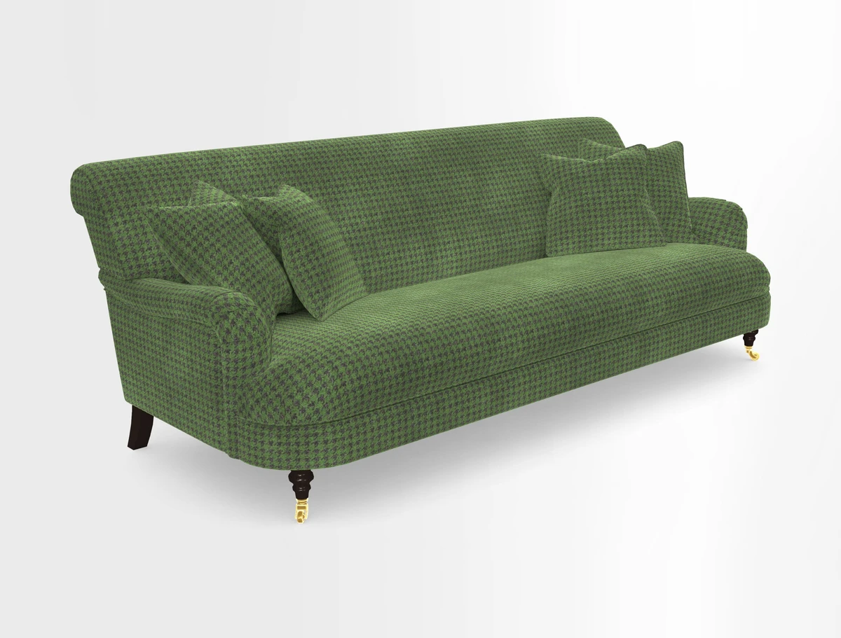 Holmfirth 3 Seater Seater Sofa in RHS Collection on Velvet Pieter van Kouwenhoorn Tulips with scatters in Almost Plain Velvet Maple and Brick