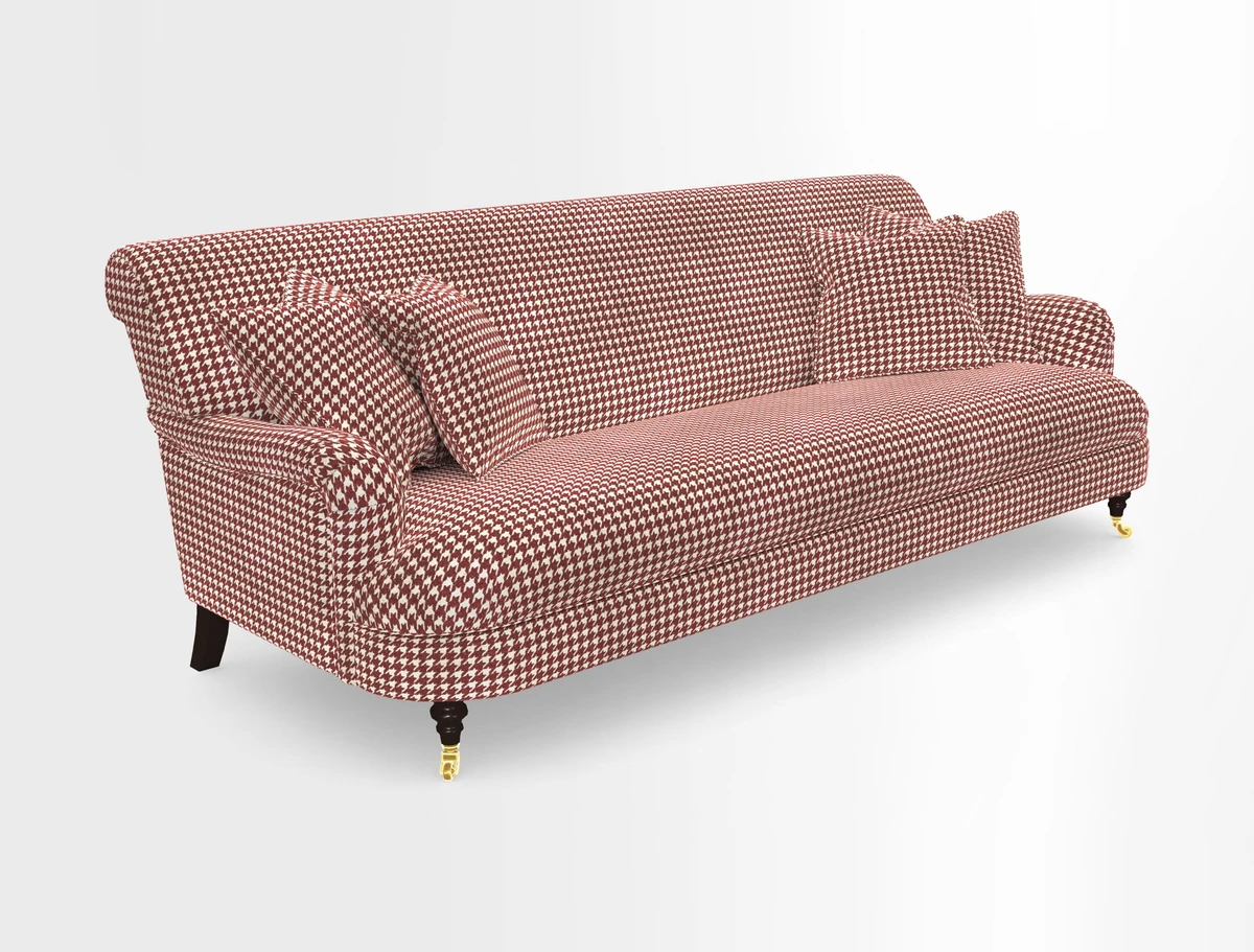 Holmfirth 3 Seater Seater Sofa in RHS Collection on Velvet Pieter van Kouwenhoorn Tulips with scatters in Almost Plain Velvet Maple and Brick