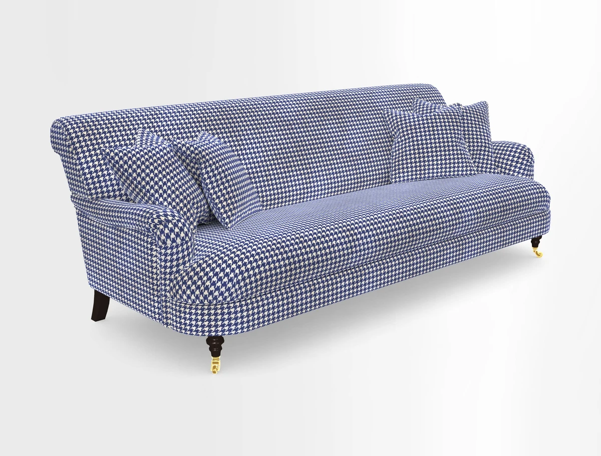 Holmfirth 3 Seater Seater Sofa in RHS Collection on Velvet Pieter van Kouwenhoorn Tulips with scatters in Almost Plain Velvet Maple and Brick
