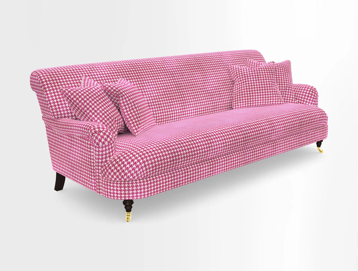 Holmfirth 3 Seater Seater Sofa in RHS Collection on Velvet Pieter van Kouwenhoorn Tulips with scatters in Almost Plain Velvet Maple and Brick