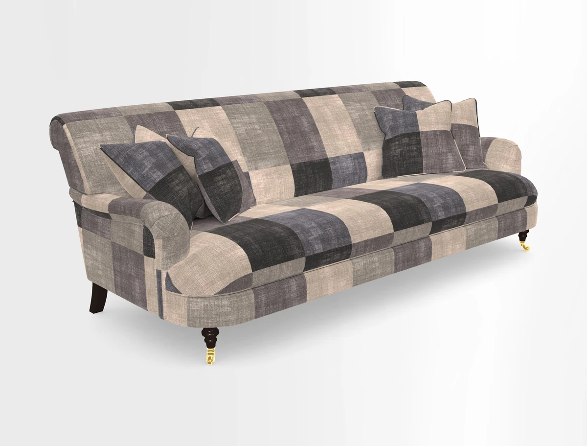 Holmfirth 3 Seater Seater Sofa in RHS Collection on Velvet Pieter van Kouwenhoorn Tulips with scatters in Almost Plain Velvet Maple and Brick