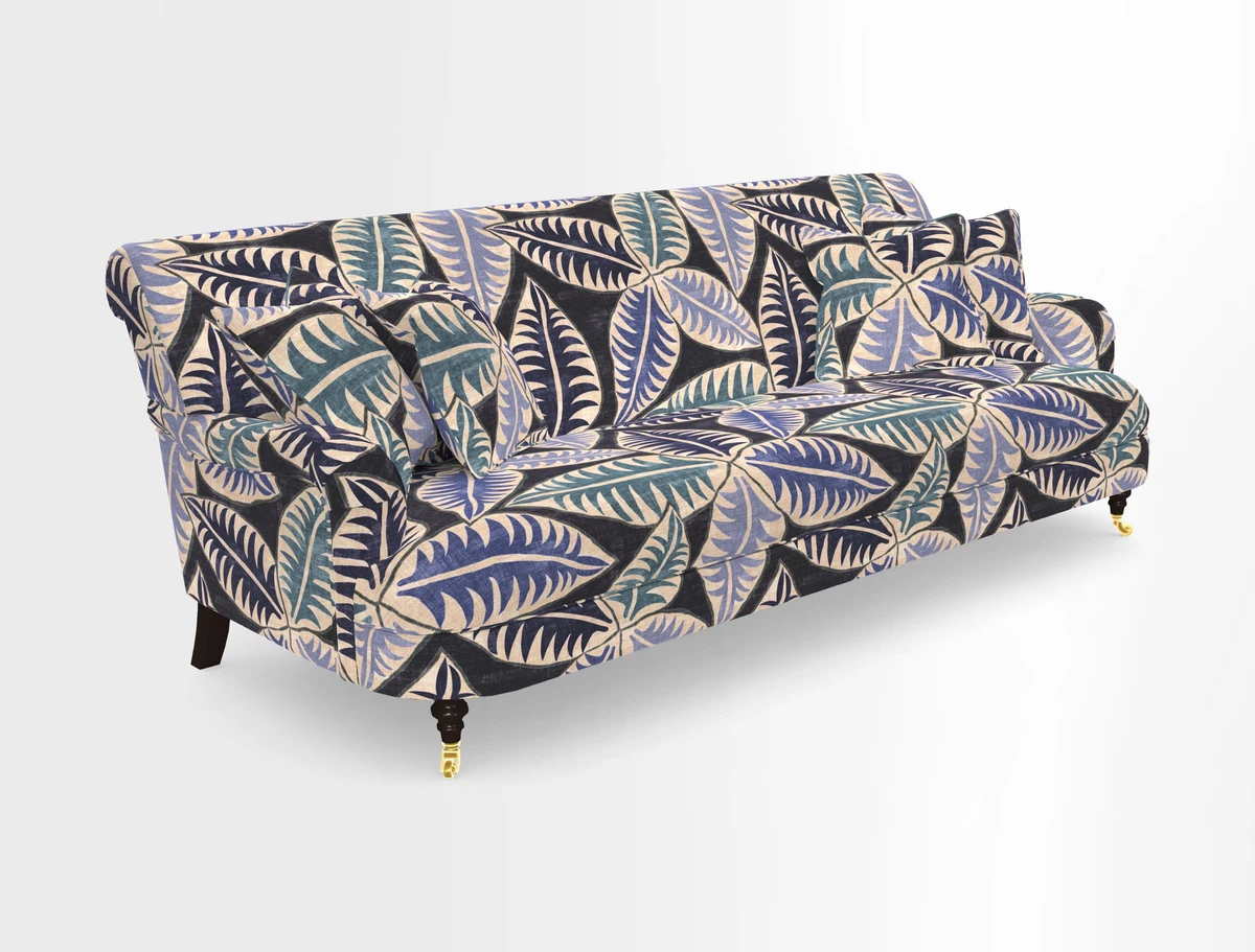Holmfirth 3 Seater Seater Sofa in RHS Collection on Velvet Pieter van Kouwenhoorn Tulips with scatters in Almost Plain Velvet Maple and Brick