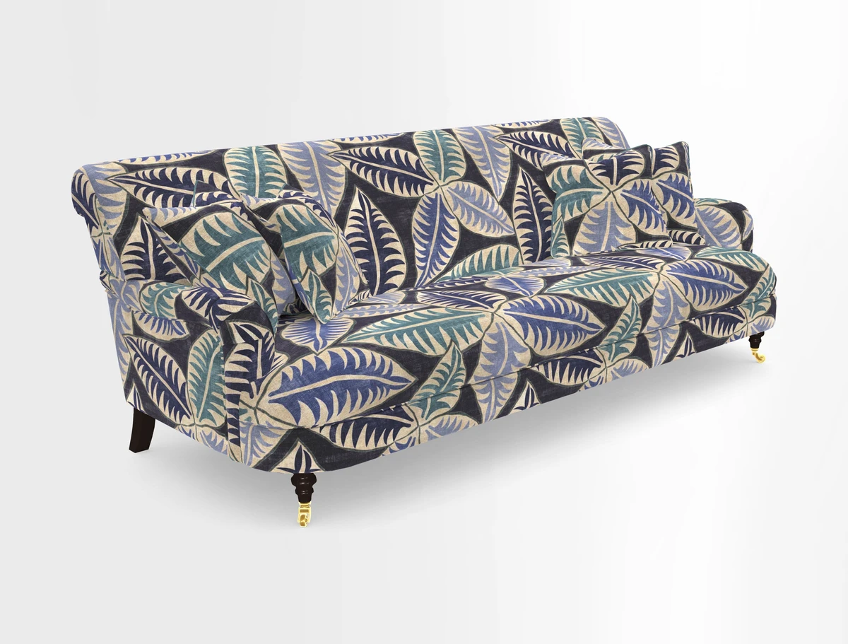 Holmfirth 3 Seater Seater Sofa in RHS Collection on Velvet Pieter van Kouwenhoorn Tulips with scatters in Almost Plain Velvet Maple and Brick