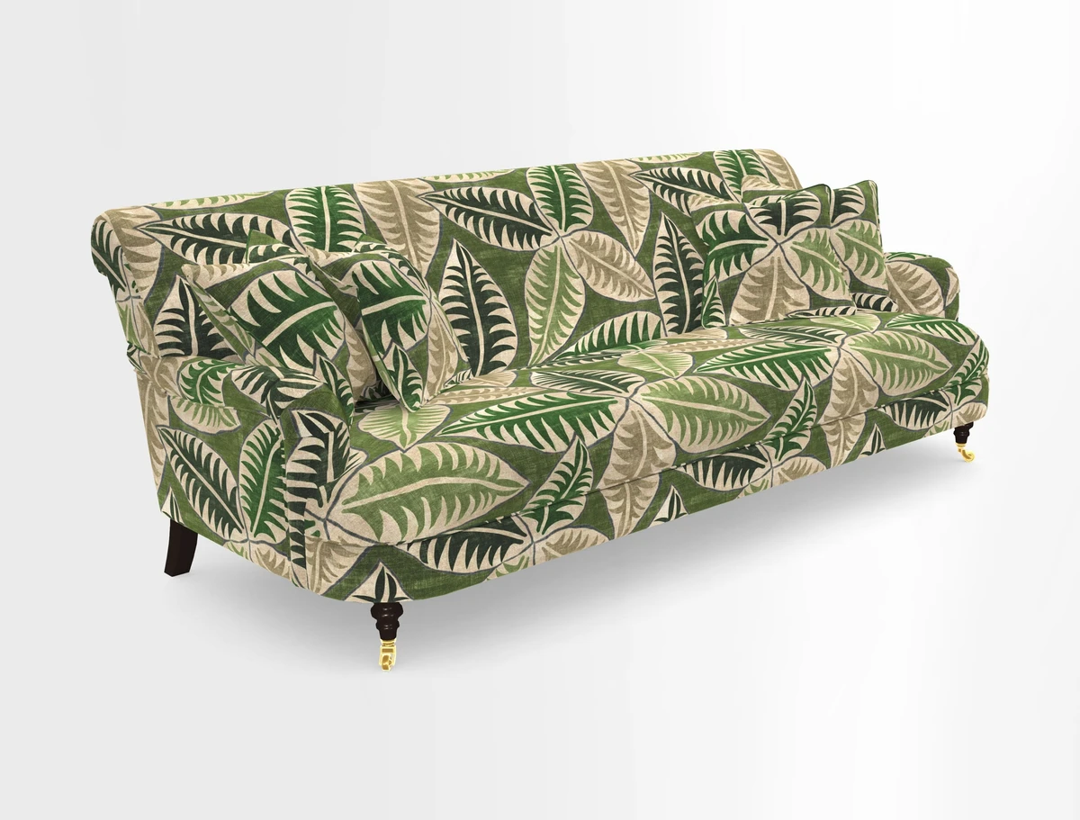 Holmfirth 3 Seater Seater Sofa in RHS Collection on Velvet Pieter van Kouwenhoorn Tulips with scatters in Almost Plain Velvet Maple and Brick