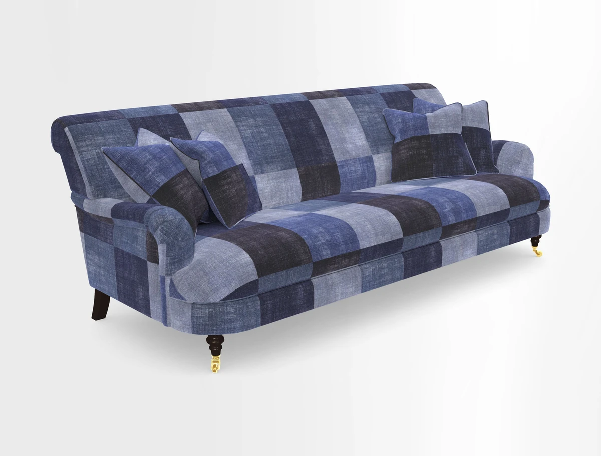 Holmfirth 3 Seater Seater Sofa in RHS Collection on Velvet Pieter van Kouwenhoorn Tulips with scatters in Almost Plain Velvet Maple and Brick