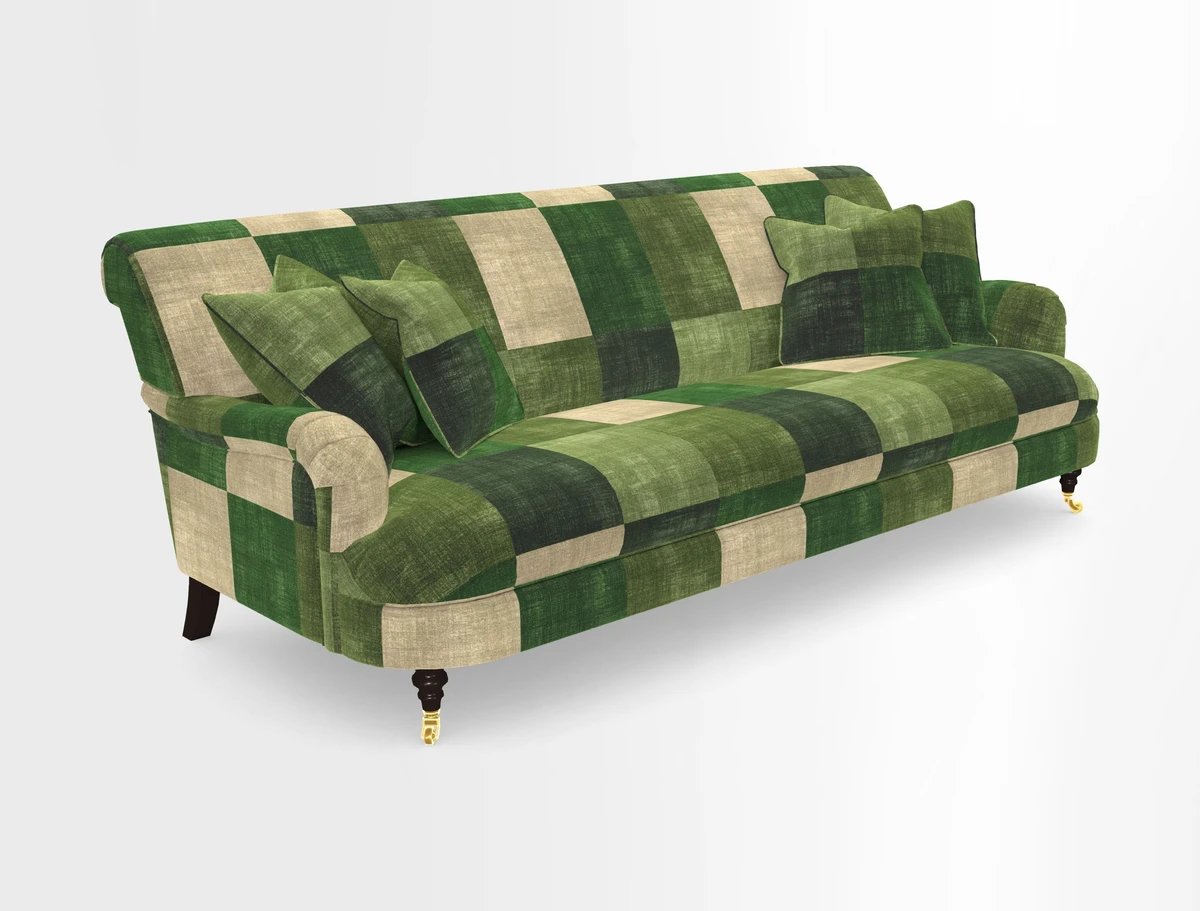 Holmfirth 3 Seater Seater Sofa in RHS Collection on Velvet Pieter van Kouwenhoorn Tulips with scatters in Almost Plain Velvet Maple and Brick
