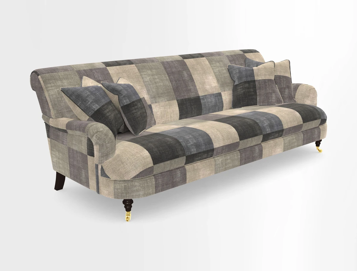 Holmfirth 3 Seater Seater Sofa in RHS Collection on Velvet Pieter van Kouwenhoorn Tulips with scatters in Almost Plain Velvet Maple and Brick