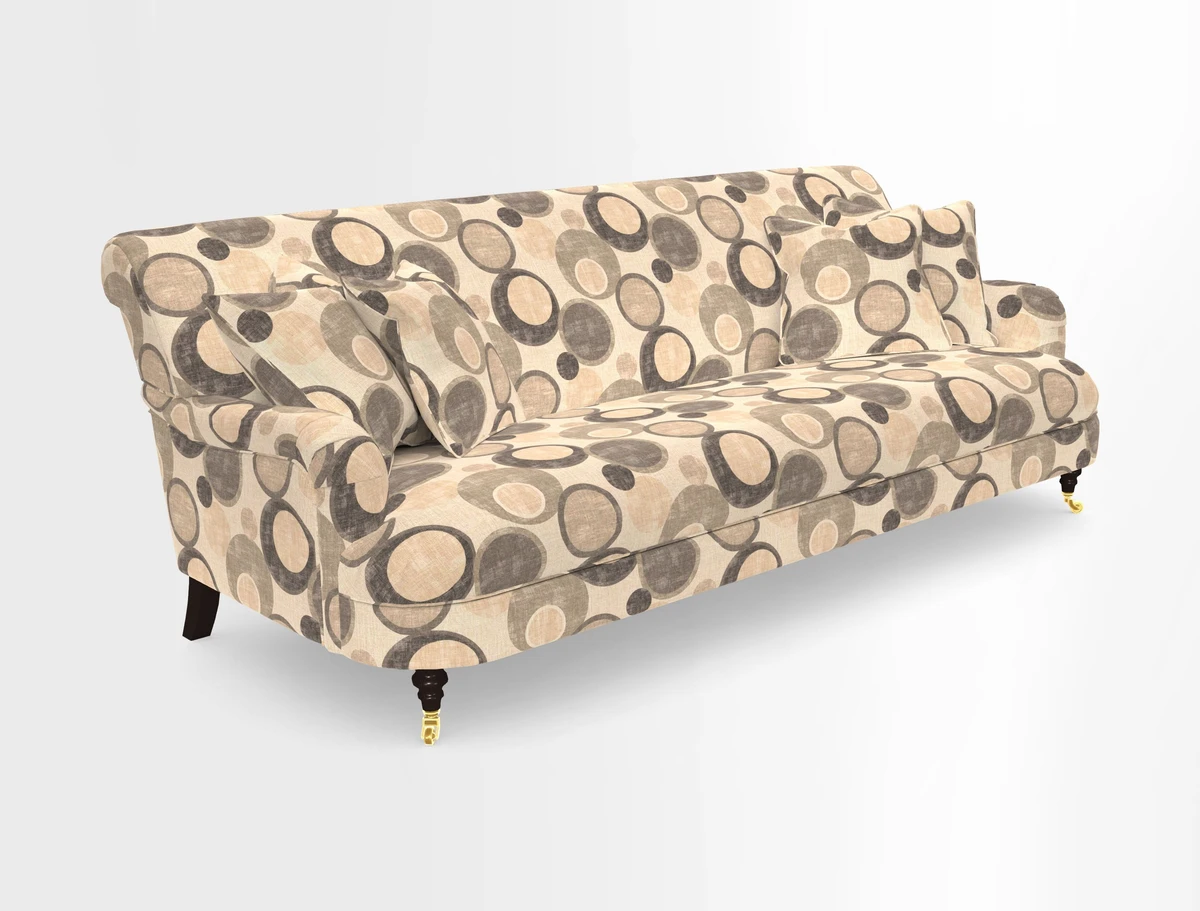 Holmfirth 3 Seater Seater Sofa in RHS Collection on Velvet Pieter van Kouwenhoorn Tulips with scatters in Almost Plain Velvet Maple and Brick