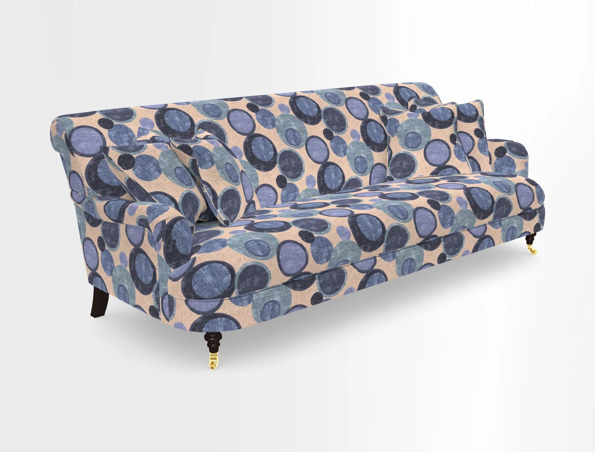 Holmfirth 3 Seater Seater Sofa in RHS Collection on Velvet Pieter van Kouwenhoorn Tulips with scatters in Almost Plain Velvet Maple and Brick