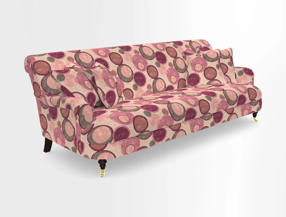 Holmfirth 3 Seater Seater Sofa in RHS Collection on Velvet Pieter van Kouwenhoorn Tulips with scatters in Almost Plain Velvet Maple and Brick