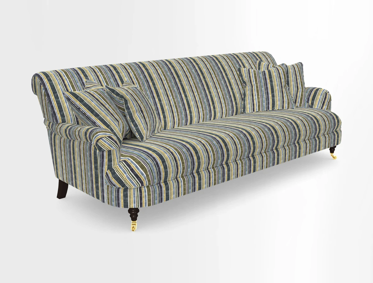Holmfirth 3 Seater Seater Sofa in RHS Collection on Velvet Pieter van Kouwenhoorn Tulips with scatters in Almost Plain Velvet Maple and Brick