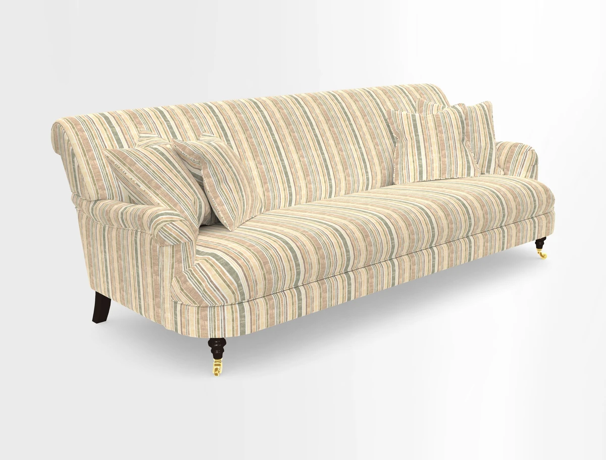 Holmfirth 3 Seater Seater Sofa in RHS Collection on Velvet Pieter van Kouwenhoorn Tulips with scatters in Almost Plain Velvet Maple and Brick