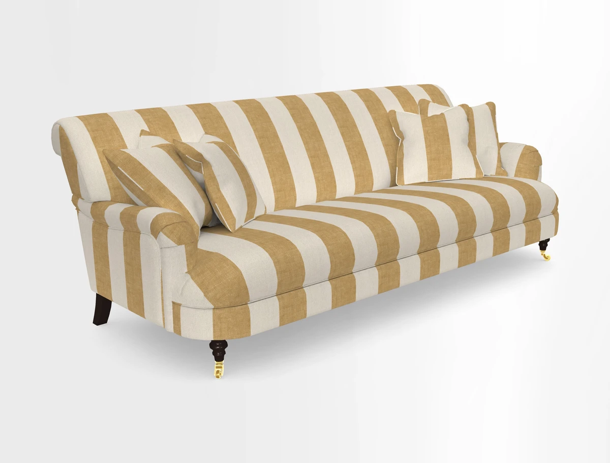 Holmfirth 3 Seater Seater Sofa in RHS Collection on Velvet Pieter van Kouwenhoorn Tulips with scatters in Almost Plain Velvet Maple and Brick