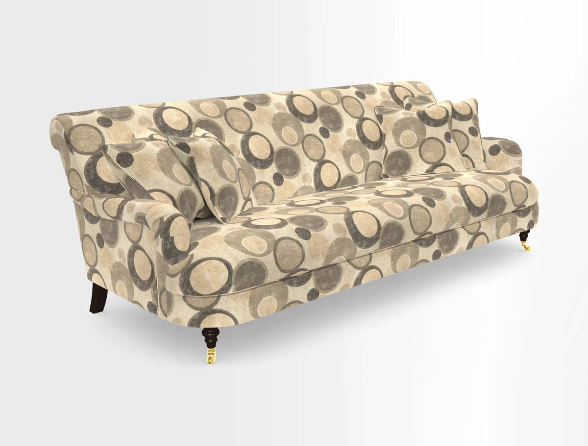 Holmfirth 3 Seater Seater Sofa in RHS Collection on Velvet Pieter van Kouwenhoorn Tulips with scatters in Almost Plain Velvet Maple and Brick
