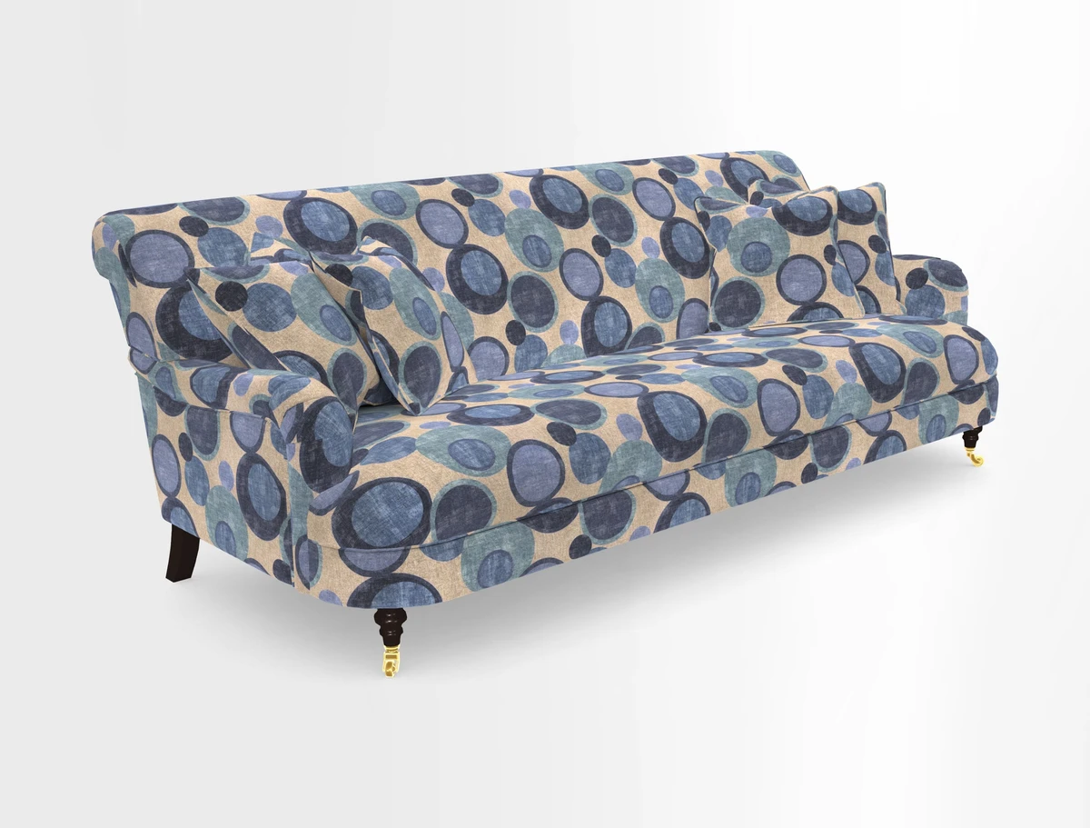 Holmfirth 3 Seater Seater Sofa in RHS Collection on Velvet Pieter van Kouwenhoorn Tulips with scatters in Almost Plain Velvet Maple and Brick