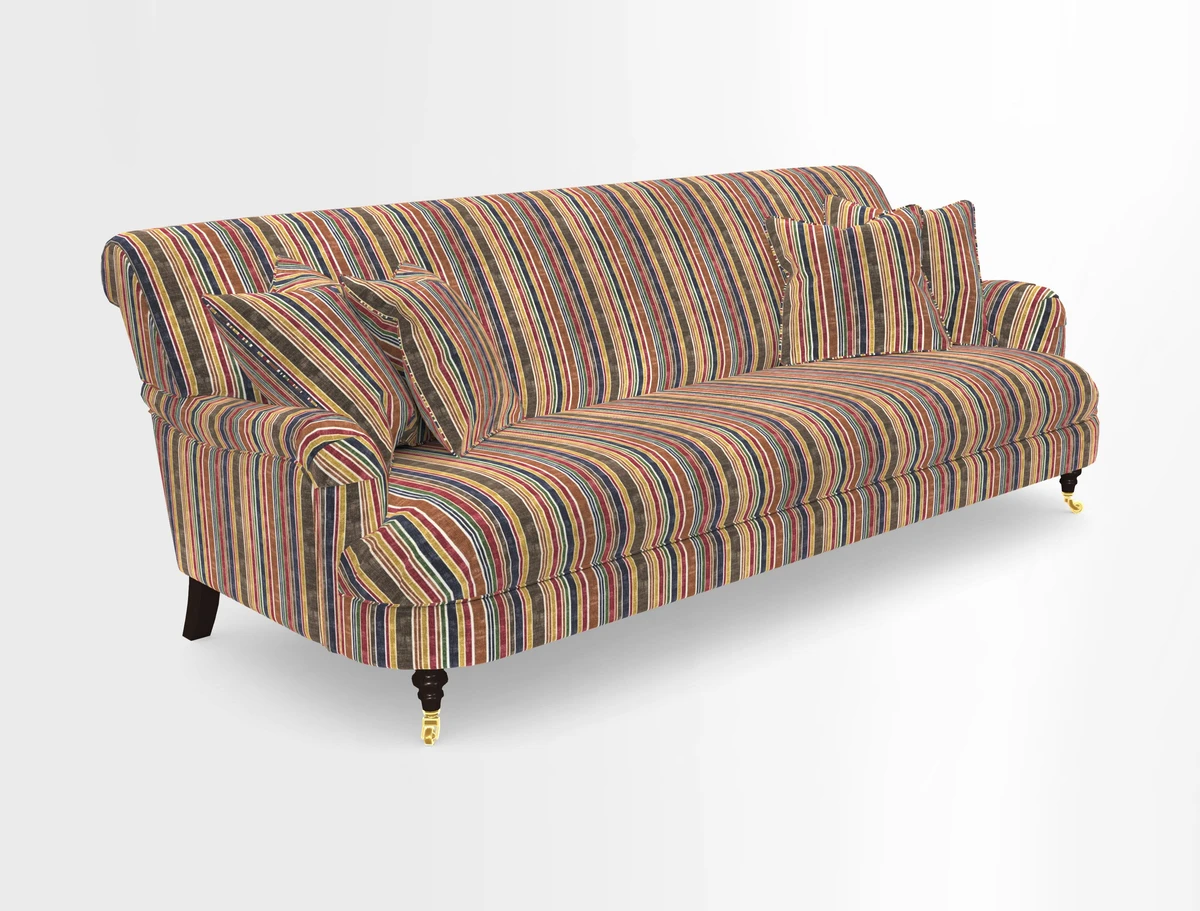 Holmfirth 3 Seater Seater Sofa in RHS Collection on Velvet Pieter van Kouwenhoorn Tulips with scatters in Almost Plain Velvet Maple and Brick