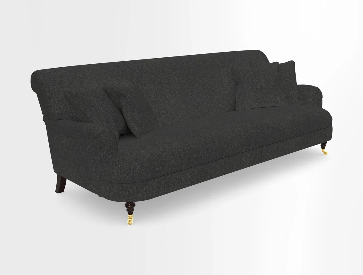 Holmfirth 3 Seater Seater Sofa in RHS Collection on Velvet Pieter van Kouwenhoorn Tulips with scatters in Almost Plain Velvet Maple and Brick