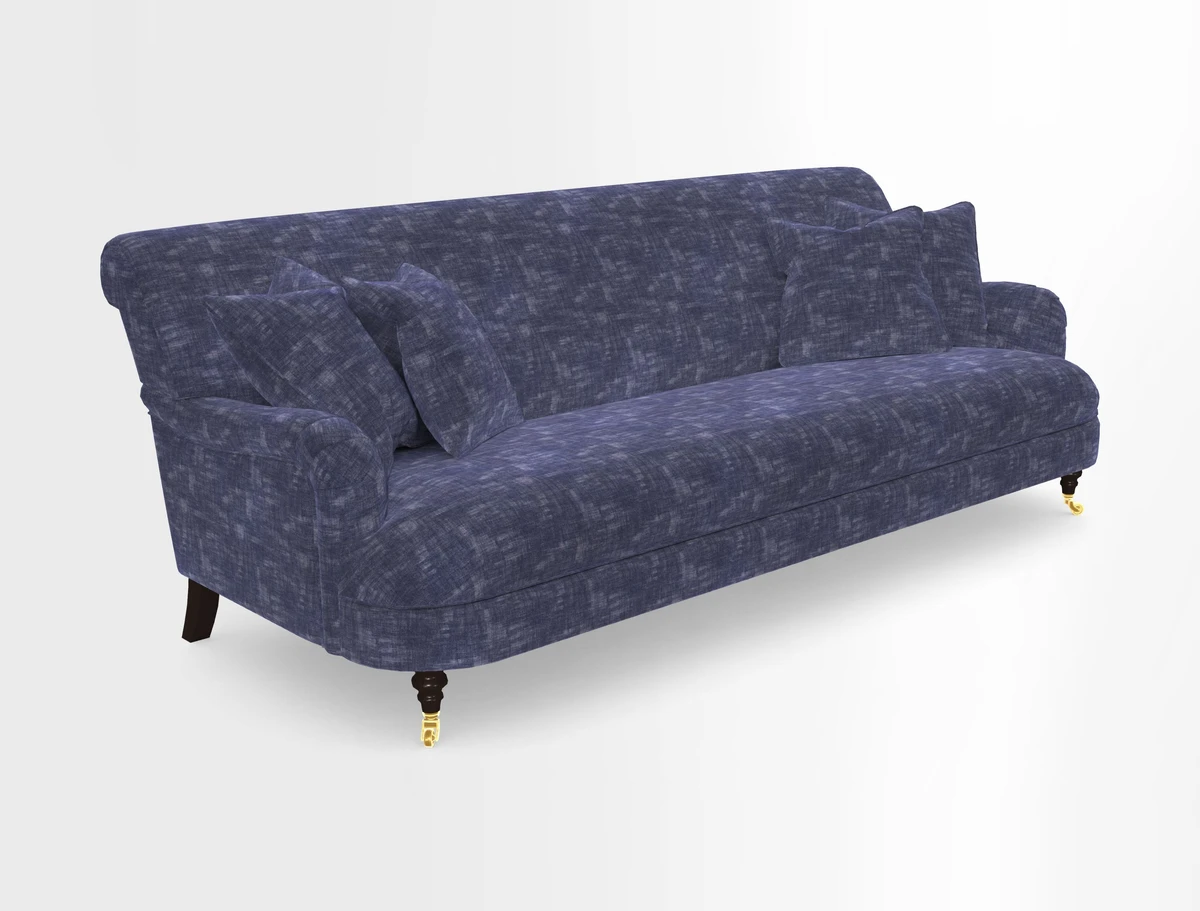 Holmfirth 3 Seater Seater Sofa in RHS Collection on Velvet Pieter van Kouwenhoorn Tulips with scatters in Almost Plain Velvet Maple and Brick