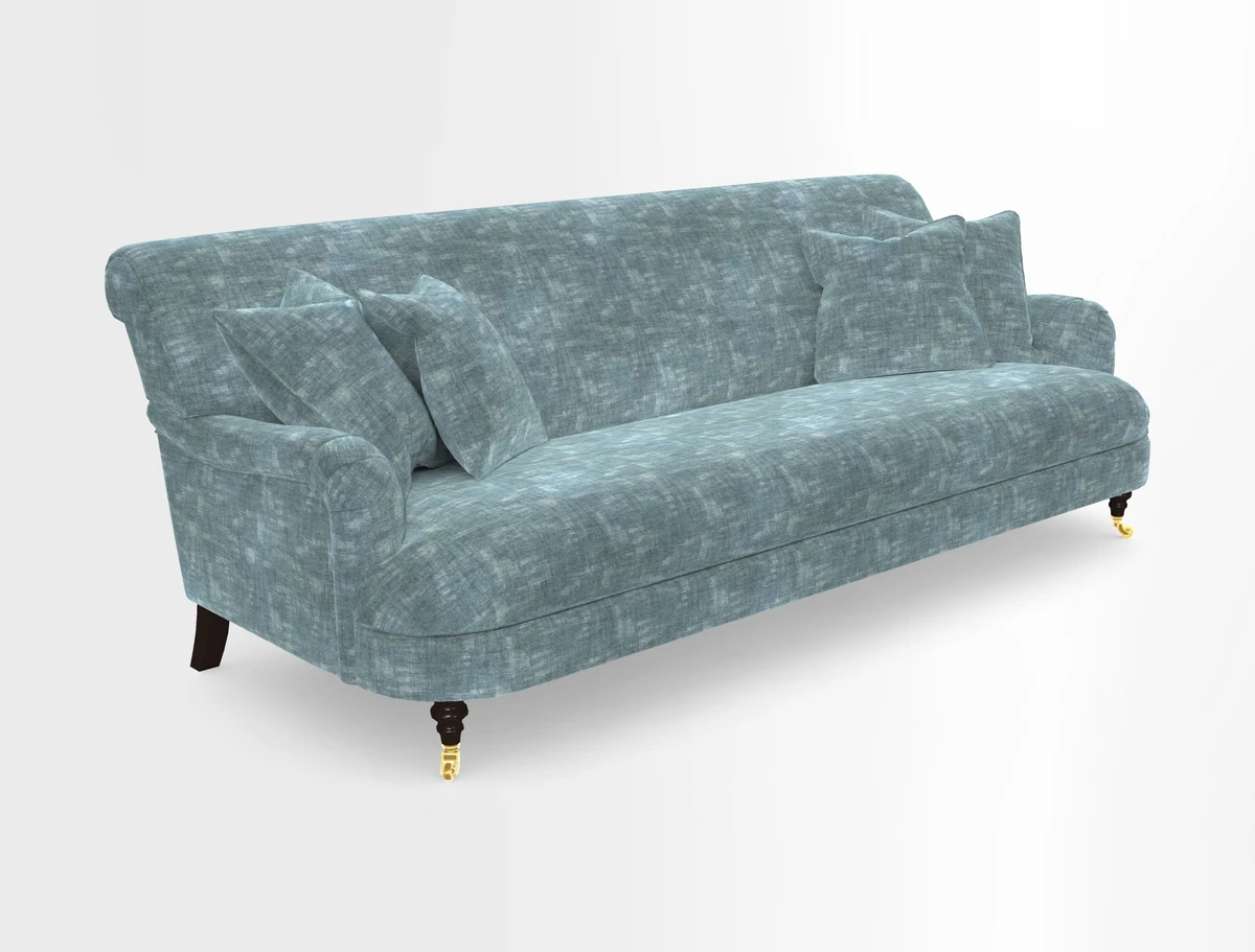 Holmfirth 3 Seater Seater Sofa in RHS Collection on Velvet Pieter van Kouwenhoorn Tulips with scatters in Almost Plain Velvet Maple and Brick