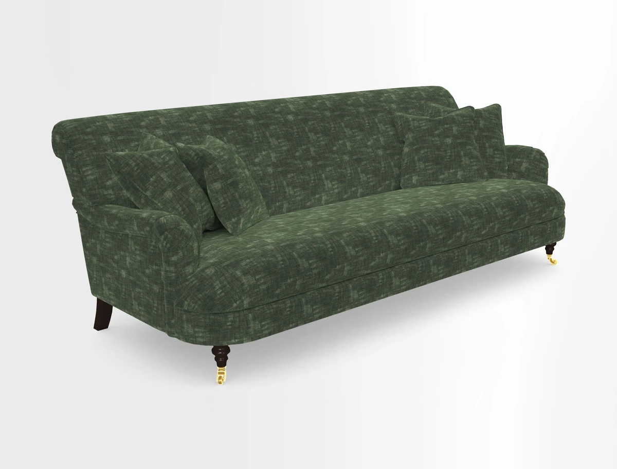 Holmfirth 3 Seater Seater Sofa in RHS Collection on Velvet Pieter van Kouwenhoorn Tulips with scatters in Almost Plain Velvet Maple and Brick