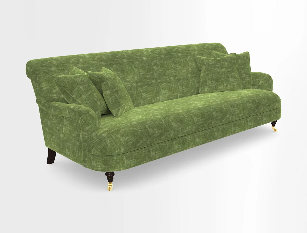Holmfirth 3 Seater Seater Sofa in RHS Collection on Velvet Pieter van Kouwenhoorn Tulips with scatters in Almost Plain Velvet Maple and Brick