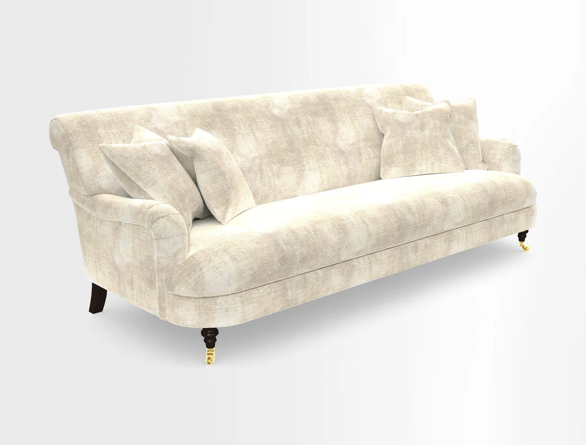 Holmfirth 3 Seater Seater Sofa in RHS Collection on Velvet Pieter van Kouwenhoorn Tulips with scatters in Almost Plain Velvet Maple and Brick
