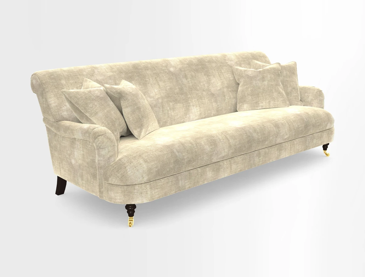 Holmfirth 3 Seater Seater Sofa in RHS Collection on Velvet Pieter van Kouwenhoorn Tulips with scatters in Almost Plain Velvet Maple and Brick
