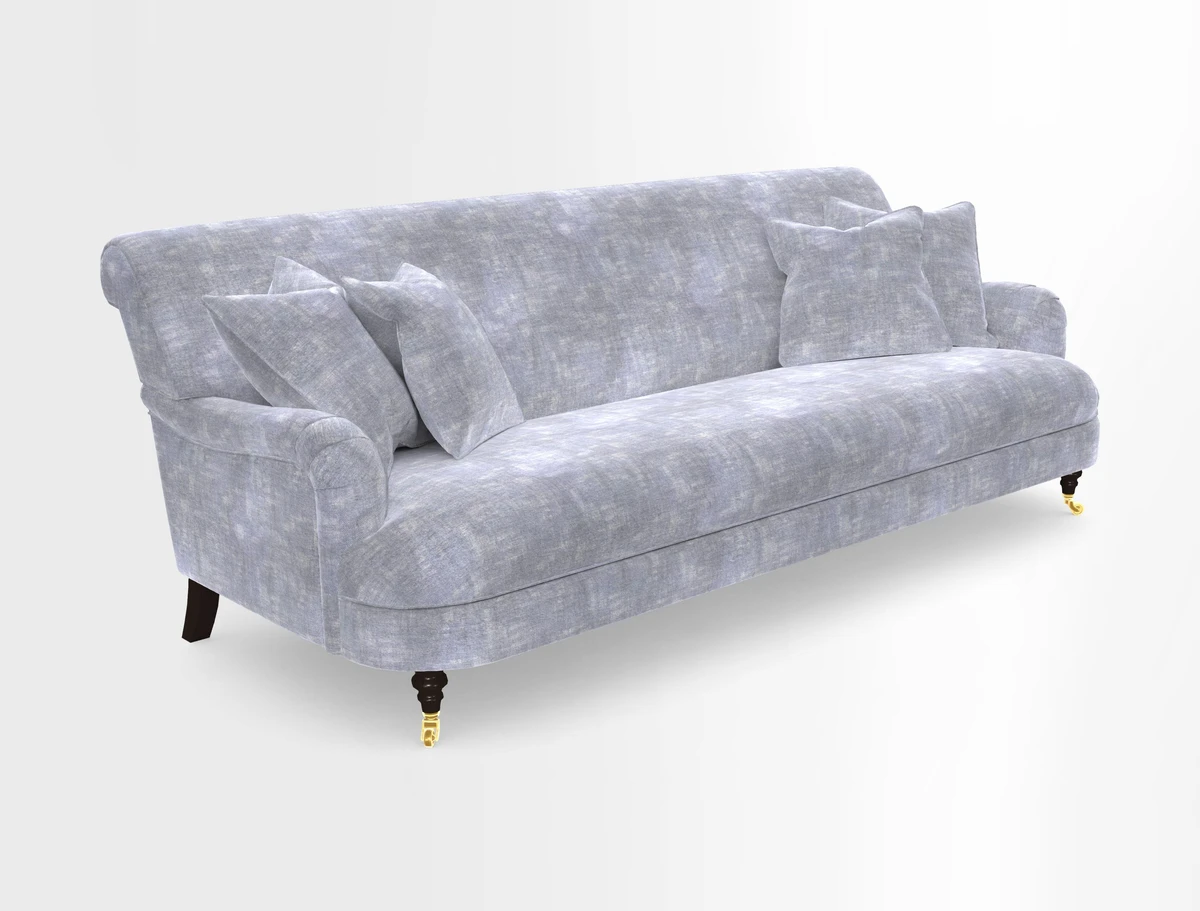 Holmfirth 3 Seater Seater Sofa in RHS Collection on Velvet Pieter van Kouwenhoorn Tulips with scatters in Almost Plain Velvet Maple and Brick