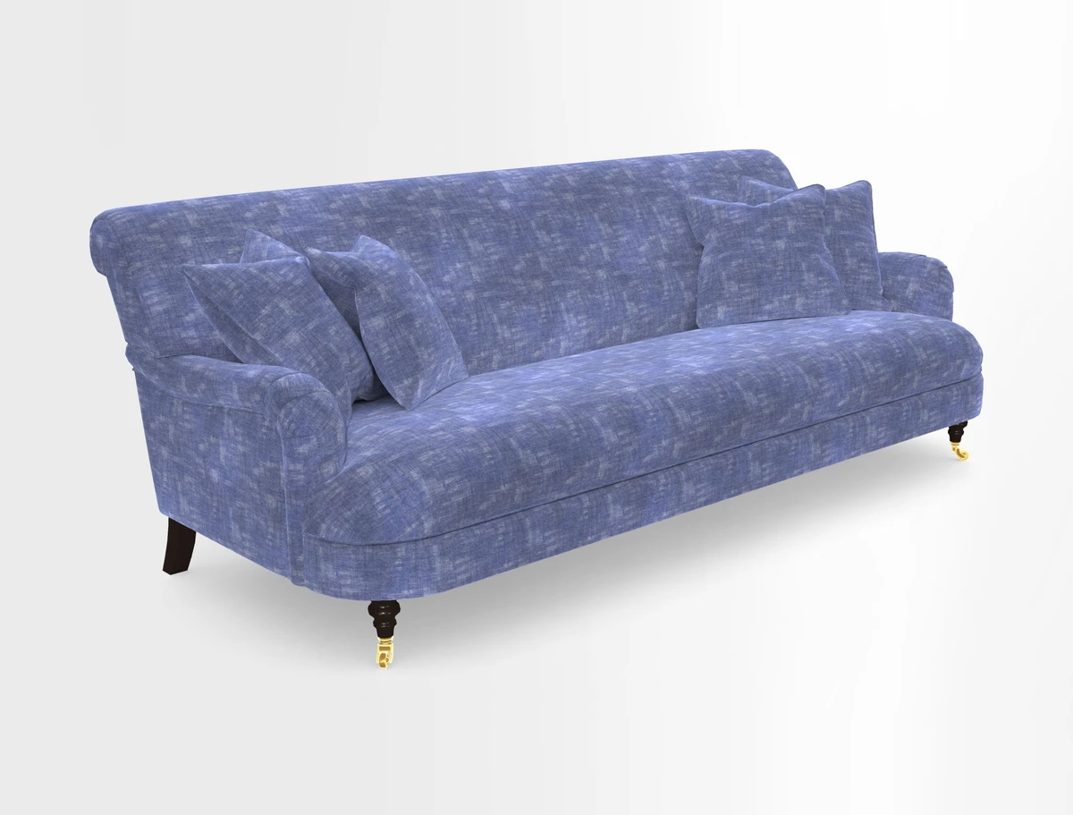 Holmfirth 3 Seater Seater Sofa in RHS Collection on Velvet Pieter van Kouwenhoorn Tulips with scatters in Almost Plain Velvet Maple and Brick