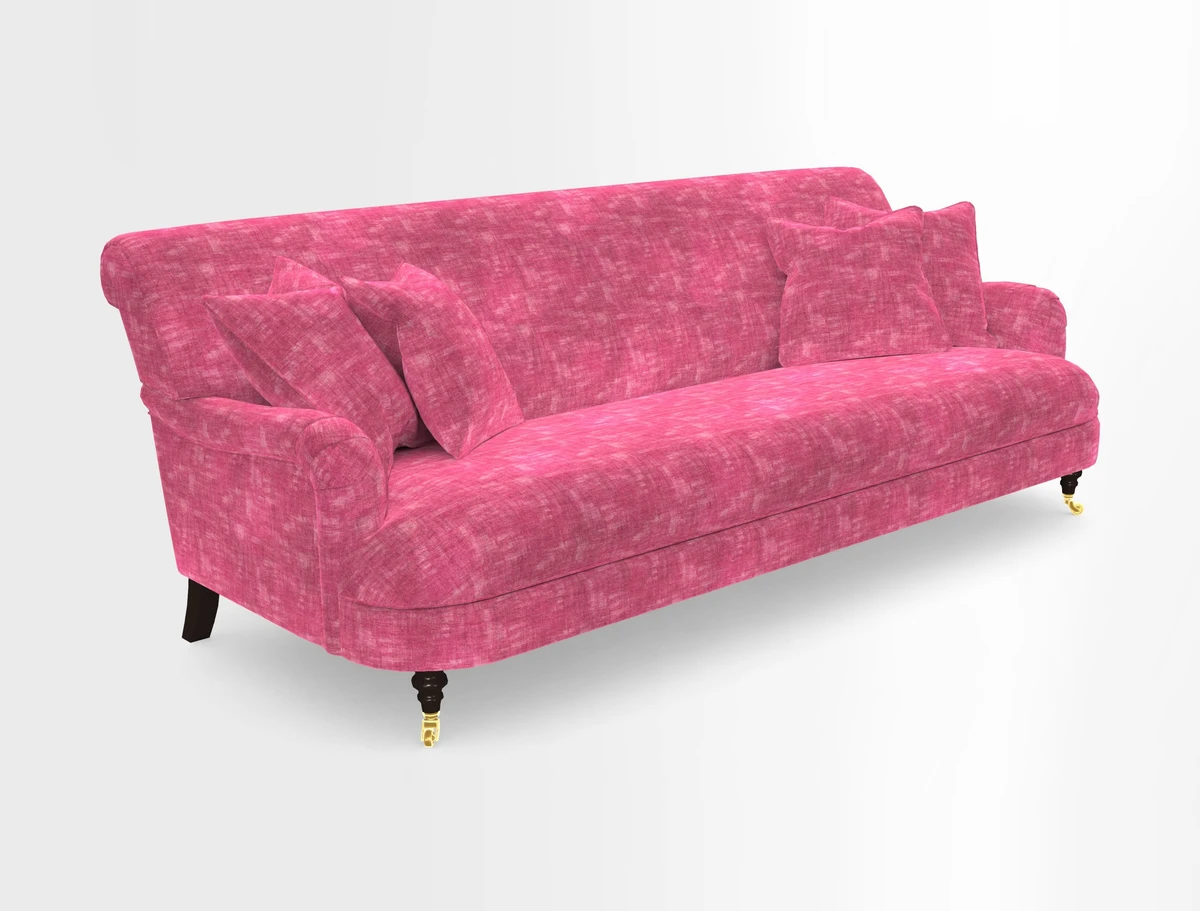 Holmfirth 3 Seater Seater Sofa in RHS Collection on Velvet Pieter van Kouwenhoorn Tulips with scatters in Almost Plain Velvet Maple and Brick