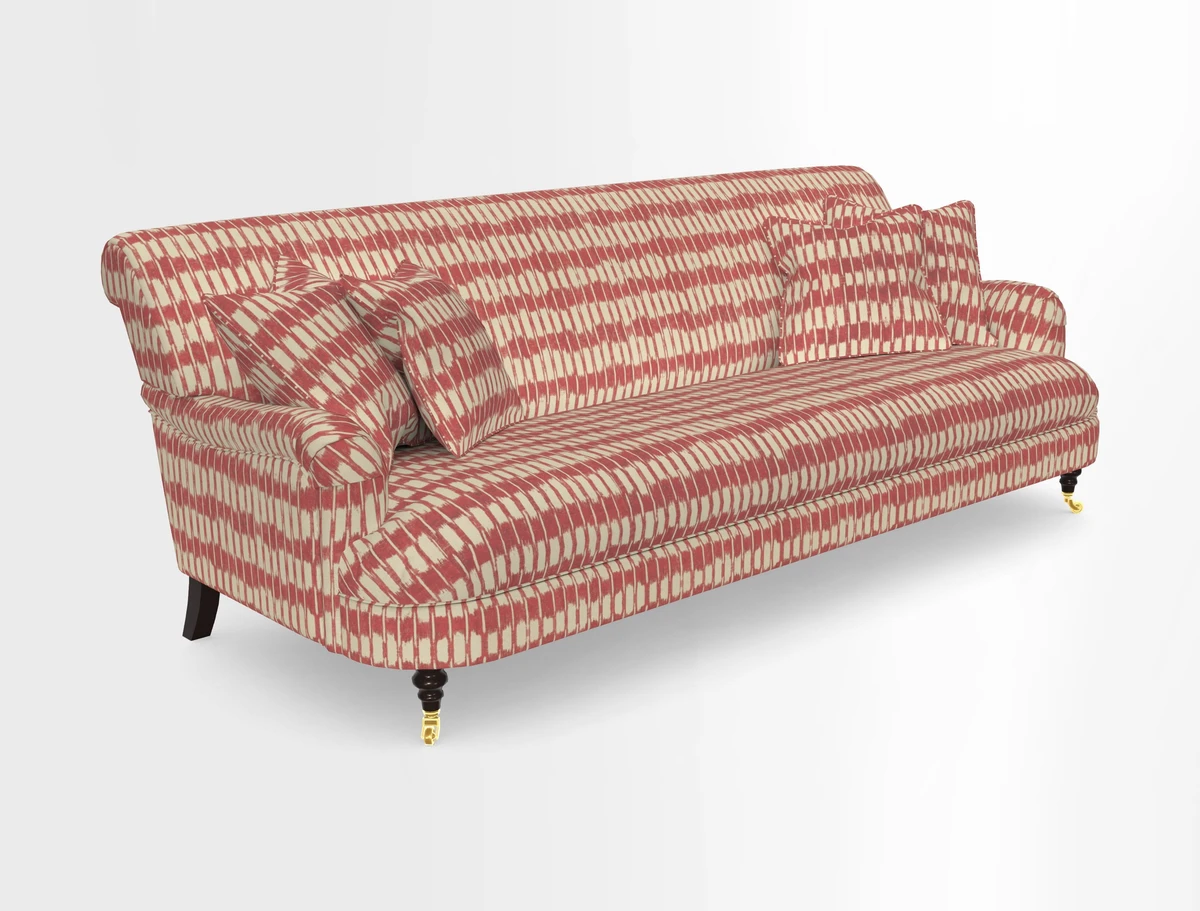 Holmfirth 3 Seater Seater Sofa in RHS Collection on Velvet Pieter van Kouwenhoorn Tulips with scatters in Almost Plain Velvet Maple and Brick