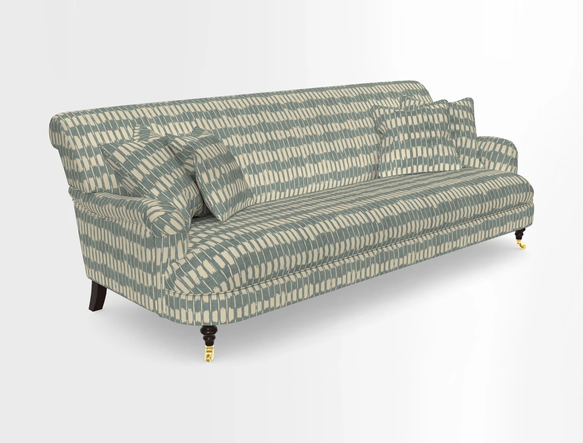 Holmfirth 3 Seater Seater Sofa in RHS Collection on Velvet Pieter van Kouwenhoorn Tulips with scatters in Almost Plain Velvet Maple and Brick