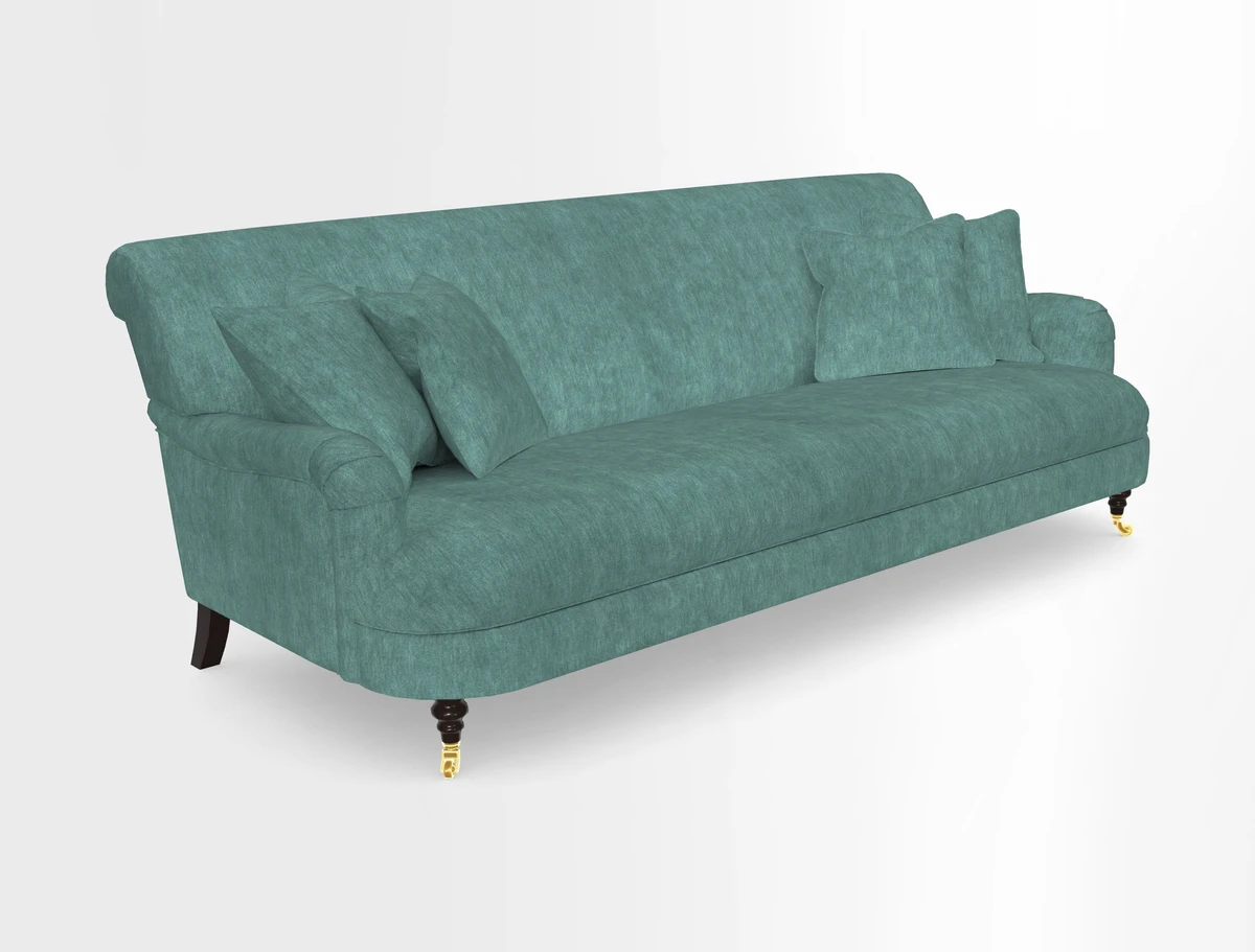 Holmfirth 3 Seater Seater Sofa in RHS Collection on Velvet Pieter van Kouwenhoorn Tulips with scatters in Almost Plain Velvet Maple and Brick