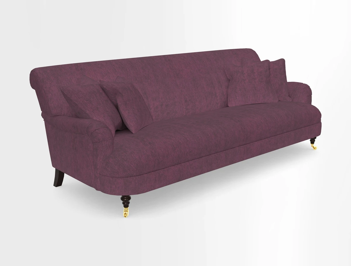 Holmfirth 3 Seater Seater Sofa in RHS Collection on Velvet Pieter van Kouwenhoorn Tulips with scatters in Almost Plain Velvet Maple and Brick
