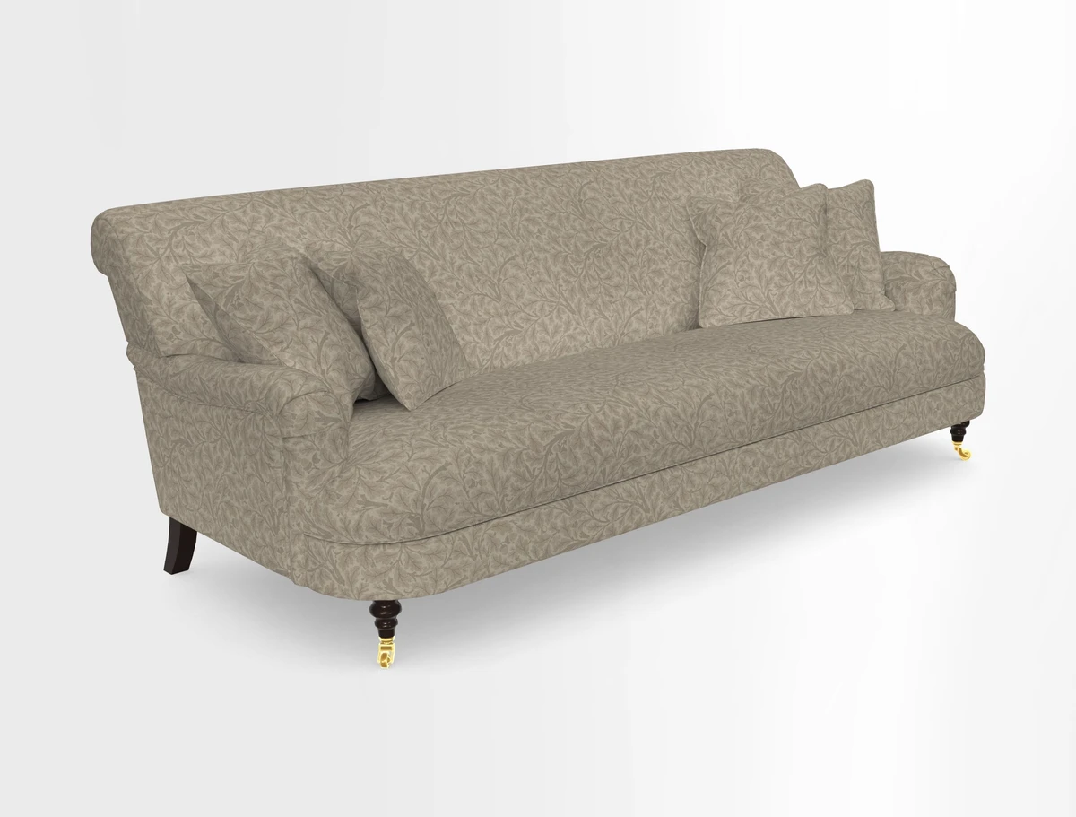 Holmfirth 3 Seater Seater Sofa in RHS Collection on Velvet Pieter van Kouwenhoorn Tulips with scatters in Almost Plain Velvet Maple and Brick