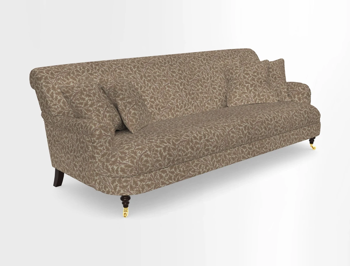 Holmfirth 3 Seater Seater Sofa in RHS Collection on Velvet Pieter van Kouwenhoorn Tulips with scatters in Almost Plain Velvet Maple and Brick