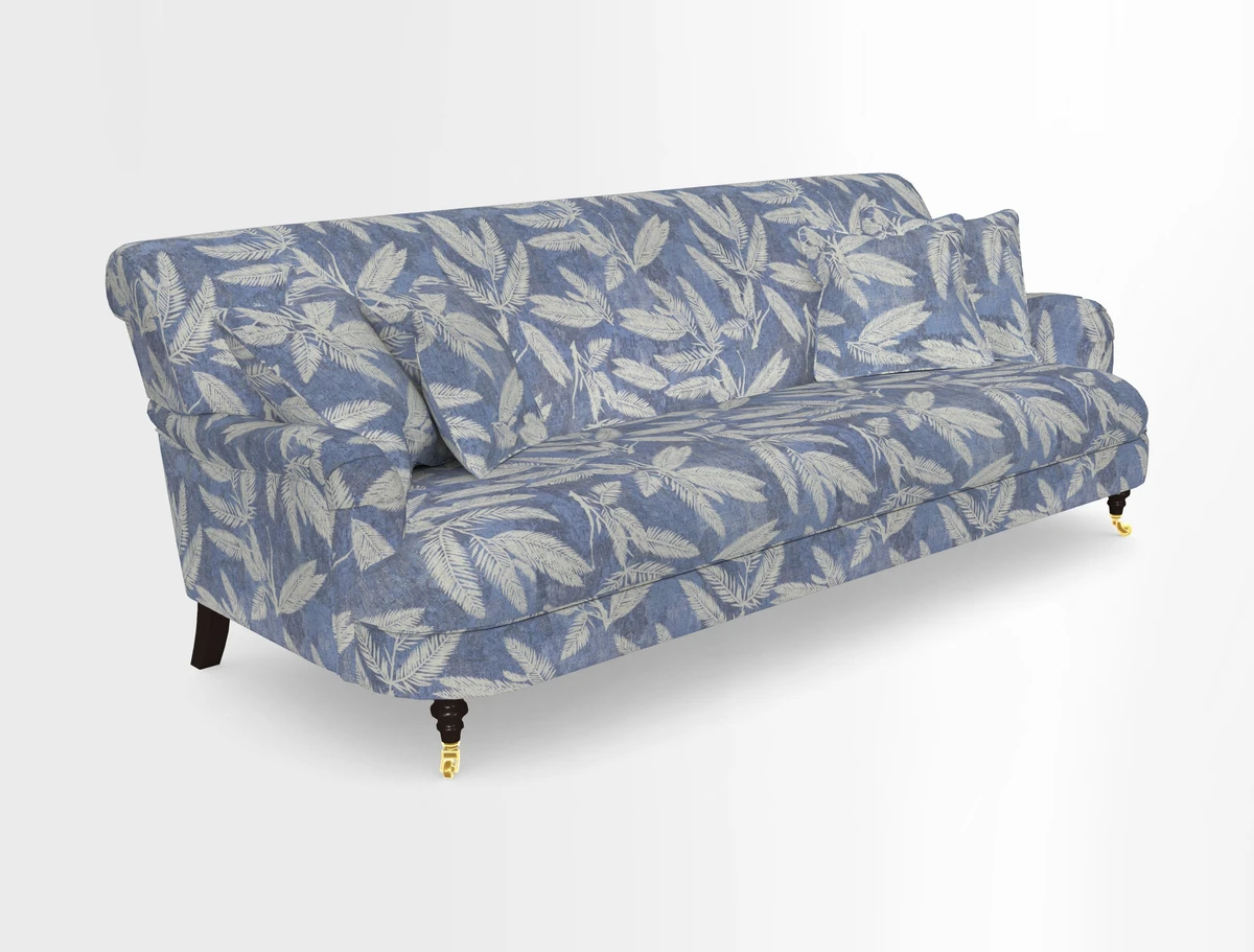 Holmfirth 3 Seater Seater Sofa in RHS Collection on Velvet Pieter van Kouwenhoorn Tulips with scatters in Almost Plain Velvet Maple and Brick