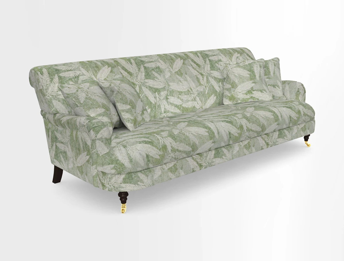 Holmfirth 3 Seater Seater Sofa in RHS Collection on Velvet Pieter van Kouwenhoorn Tulips with scatters in Almost Plain Velvet Maple and Brick
