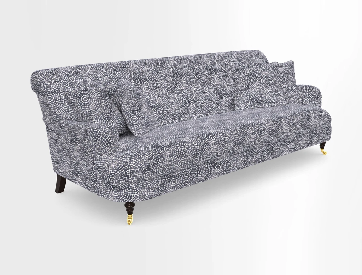 Holmfirth 3 Seater Seater Sofa in RHS Collection on Velvet Pieter van Kouwenhoorn Tulips with scatters in Almost Plain Velvet Maple and Brick