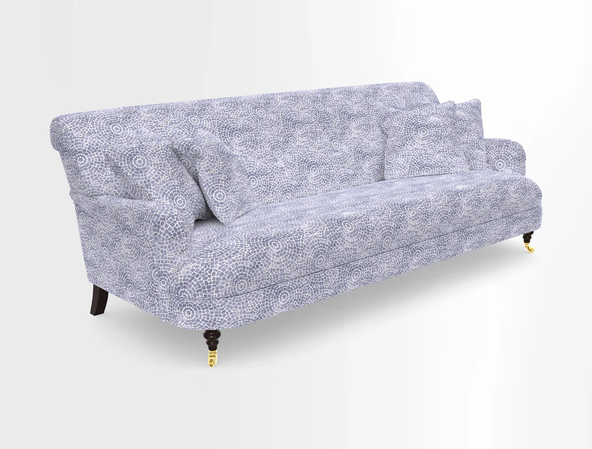 Holmfirth 3 Seater Seater Sofa in RHS Collection on Velvet Pieter van Kouwenhoorn Tulips with scatters in Almost Plain Velvet Maple and Brick