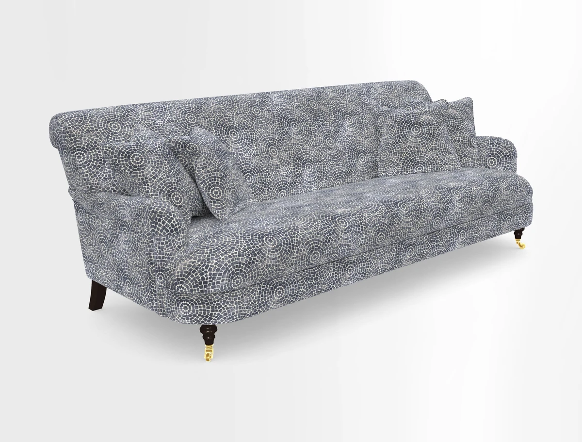 Holmfirth 3 Seater Seater Sofa in RHS Collection on Velvet Pieter van Kouwenhoorn Tulips with scatters in Almost Plain Velvet Maple and Brick
