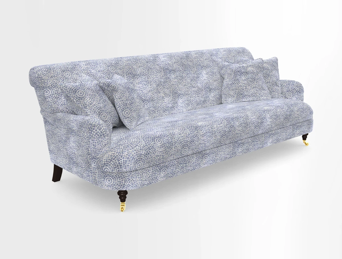 Holmfirth 3 Seater Seater Sofa in RHS Collection on Velvet Pieter van Kouwenhoorn Tulips with scatters in Almost Plain Velvet Maple and Brick