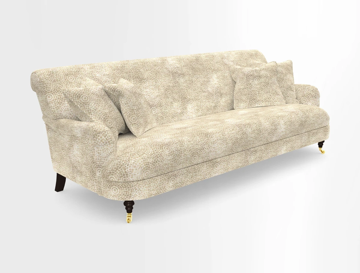 Holmfirth 3 Seater Seater Sofa in RHS Collection on Velvet Pieter van Kouwenhoorn Tulips with scatters in Almost Plain Velvet Maple and Brick