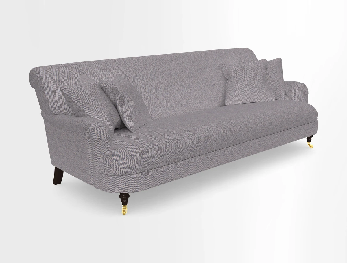 Holmfirth 3 Seater Seater Sofa in RHS Collection on Velvet Pieter van Kouwenhoorn Tulips with scatters in Almost Plain Velvet Maple and Brick
