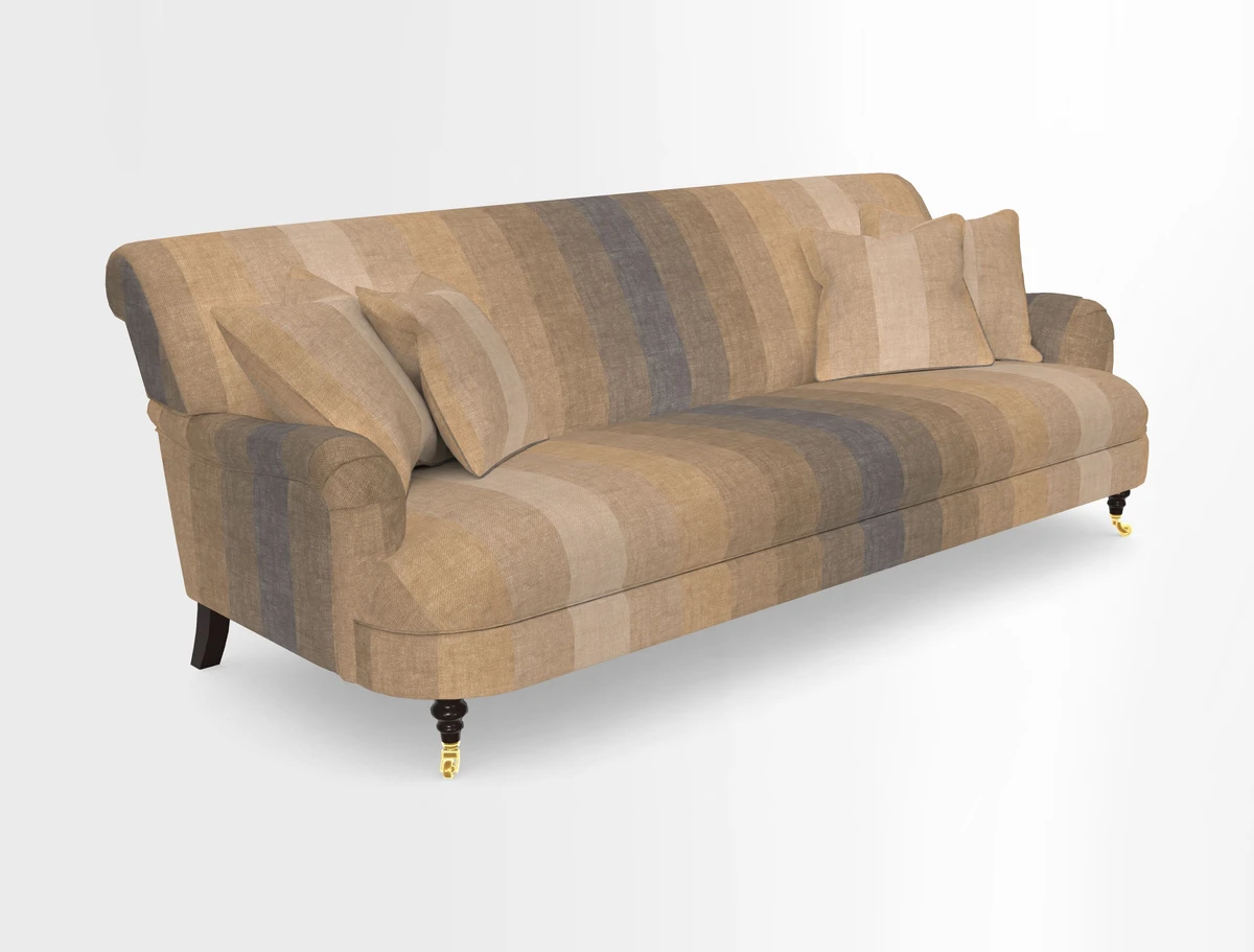 Holmfirth 3 Seater Seater Sofa in RHS Collection on Velvet Pieter van Kouwenhoorn Tulips with scatters in Almost Plain Velvet Maple and Brick